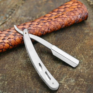 Porte-couteau pliant tout métal de qualité supérieure rasoir droit moderne vieux bouton poussoir en acier à haute teneur en carbone OEM personnalisable pour le bricolage - Product Image 5