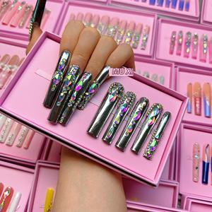 <span class=keywords><strong>Uñas</strong></span> acrílicas <span class=keywords><strong>de</strong></span> lujo hechas a mano, 10 Uds., gel pintado a mano bellamente a presión, diseño personalizado, <span class=keywords><strong>uñas</strong></span> artificiales - Product Image 6