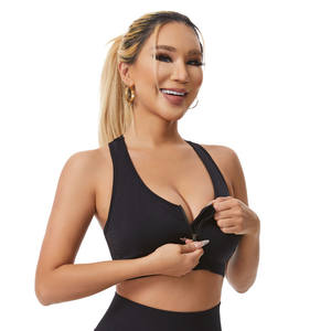Vendita all'ingrosso da donna su misura per il <span class=keywords><strong>Fitness</strong></span> Cross Back imbottito reggiseno sportivo senza cuciture con Zip frontale per Yoga reggiseno sportivo Top per palestra - Product Image 3