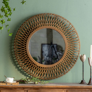 <span class=keywords><strong>Specchio</strong></span> da parete fatto a mano in Rattan intrecciato a mano che decora lo <span class=keywords><strong>specchio</strong></span> da parete Vintage Rond per soggiorno in famiglia - Product Image 6