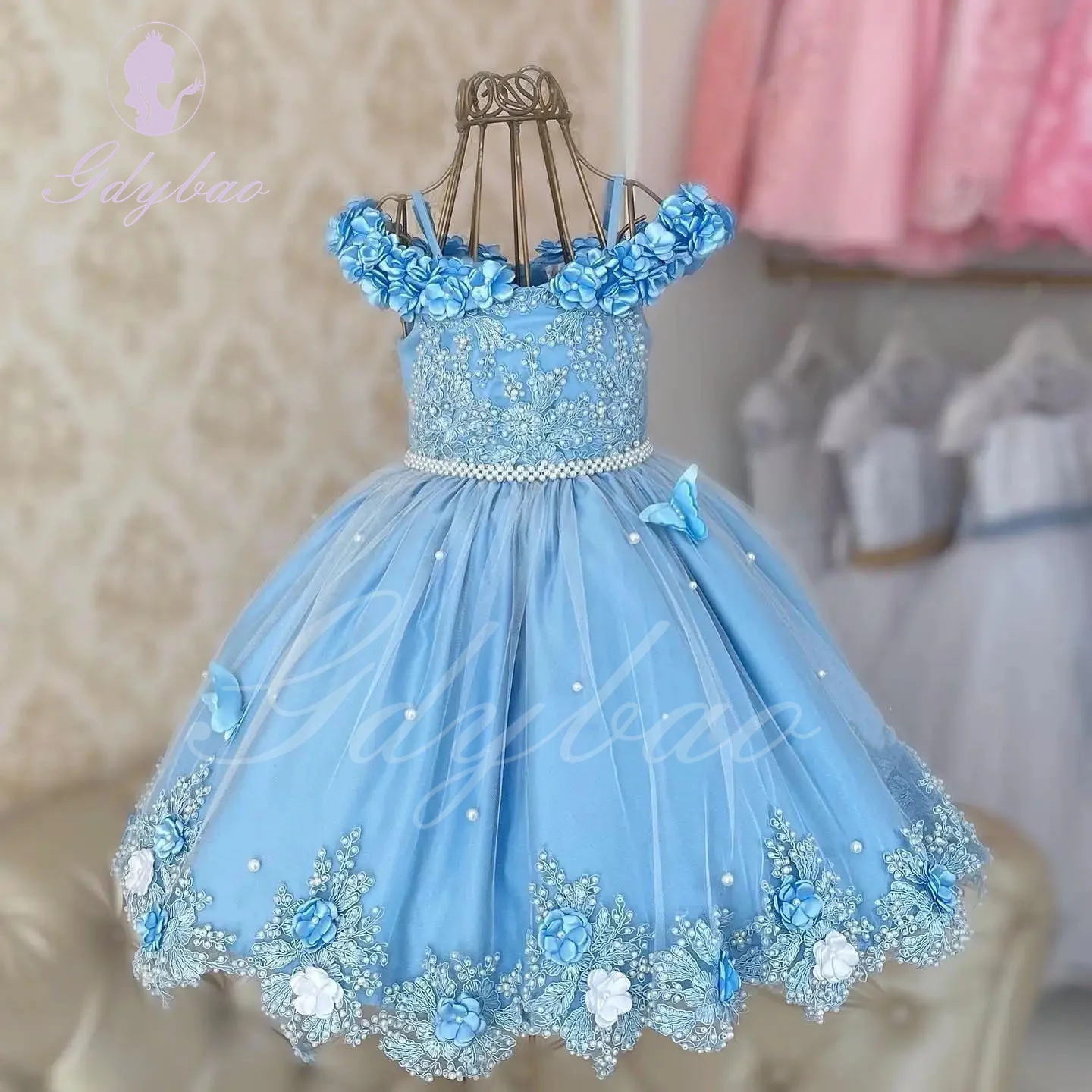 Flower Girl Dress for Wedding Blue/Pink Sleeveless Satin Applique With Pearls Bow Kids Birthday Party Baby Pageant Gown| Alibaba.com Flower Girl Dress for Wedding Blue/Pink Sleeveless Satin Applique With Pearls Bow Kids Birthday Party Baby Pageant Gown| Alibaba.com