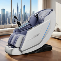 Sillón de Masaje Plegable de Cuero PU con Gravedad Cero Moderno, 2D 3D SL Track Shiatsu, Masajeador de Cuerpo Completo con Spa para Cuello/Hombros/Pies