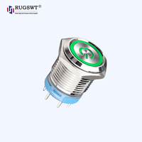 Interrupteur à bouton-poussoir en laiton de 16 mm, RUGSWT, IP65, étanche, bouton-poussoir rond en métal pour le contrôle des machines