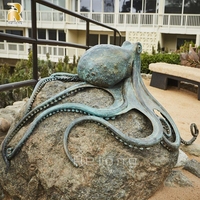 Sculpture de pieuvre en bronze de grande taille RELONG pour la décoration de parc, art moderne, statue d'animal en métal à vendre