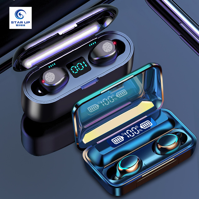 Hot Selling BT 5.0 F9-34 Tws Ecouteur Noise Cancelling Lcd Power Bank Battery Display F9 Earphone Earpieces Wireless Earbuds