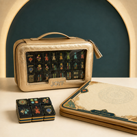 Ensemble de Mahjong Américain Élégant pour le Divertissement à Domicile, 160 Tuiles Noires en Acrylique à 3 Couches avec Veines Dorées, Cadeau d'Inspiration Orientale