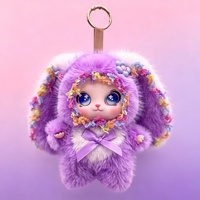 Peluche Lapin à Grandes Oreilles, Rembourrage Coton PP, Mignonne Poupée pour Enfants, Décoration Sac à Dos Fille, 5-7 Ans, 0-10cm