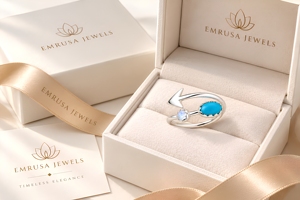Anillo de Plata de Ley 925 Turquesa – Diseño de Flecha con Acento de Piedra Lunar, Joyería con Piedras Preciosas - Product Image 5