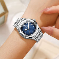 Jam Tangan Wanita BINBOND 1885L Model Baru Diameter 35mm Dial Bercahaya Mewah Bahan Stainless Steel Tahan Air Warna Biru