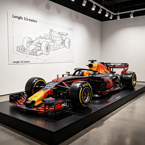 Scultura in Resina di Fibra di Vetro a Grandezza Naturale 1:1 di Auto da Corsa da 5,6 M con Vernice di Grado Automobilistico per Esposizione Commerciale nei Centri Commerciali - Product Image 2