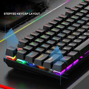 KM600 Tastiera Meccanica Professionale da Gaming con Switch Blu, 104 <span class=keywords><strong>Tasti</strong></span>, Retroilluminazione LED RGB <span class=keywords><strong>Portatile</strong></span>, Set con Mouse per <span class=keywords><strong>PC</strong></span> - Product Image 5