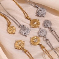Collier pendentif Tarot gravé Dreamshow, mode été, plaqué or 18 carats, bijoux en acier inoxydable, ensemble de colliers