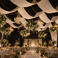 Rideaux de plafond en tissu de soie extensible de 110 m, taille personnalisée pour la décoration de salles de mariage et de banquets, rideau de fond doux et sans plis