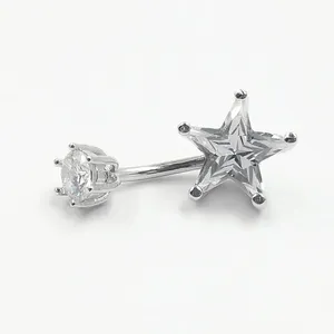 Bijoux de piercing corporel en argent sterling 925 de haute qualité, titane G23, <span class=keywords><strong>pierre</strong></span> naturelle, boucle d'oreille étoile, labret pour femmes - Product Image 3