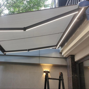 Modern <strong>Retractable</strong> Electric Awning with White Aluminum Frame Garden <strong>Canopy</strong> for Window Terrace <strong>Patio</strong> Outdoor Windscreen - Product Image 1