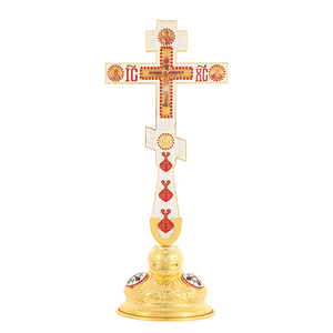 HT 26,5cm Russisch-orthodox staand kruis orthodox kruisbeeld met IC XC emaille verguld legering kruisbeeld voor thuis gebedskamer - Product Image 5