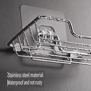 Support mural double couche en acier inoxydable sans perçage pour savon, égouttoir de salle de bain suspendu, fabricant - Product Image 3