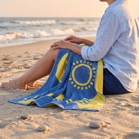 Premium Custom Logo Oversized Cotton Beach Towel Woven Striped Jacquard Design Soft & Absorbent Large Pool Bath