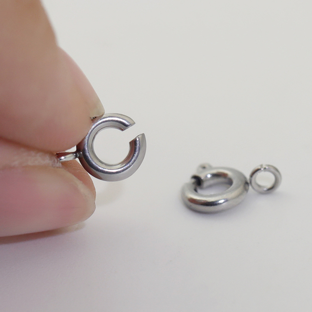 Minimalist Stainless Steel Spring Clasps Ring Shape Unplated Bracelet Necklace Connectors Jewelry Accessories DIY Findings