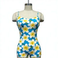 Maillot de bain une pièce pour femme avec logo personnalisé, décolleté en V, imprimé floral, matière Spandex/Nylon, séchage rapide, style shorty extensible