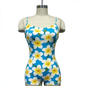 Maillot <span class=keywords><strong>de</strong></span> <span class=keywords><strong>bain</strong></span> une pièce à imprimé floral très élastique avec logo personnalisé pour femme, coupe shorty, séchage rapide, style boyleg - Product Image 4