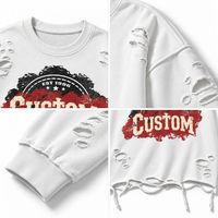 Sweat-shirt oversize à col rond effet vieilli, impression de lettres personnalisée, 100% coton épais 350-600 GSM, streetwear unisexe, OEM