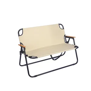 Fold Chair Double Seat chairs for camping Wood Grain cadeira de praia Aluminum Alloy Support Folding beach chairs