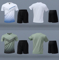 Conjunto Deportivo de Camiseta y Pantalones Cortos Transpirables, de Secado Rápido, Antibacteriano y que Absorbe la Humedad, con Detalles Reflectantes para Entrenamiento, Venta al Por Mayor