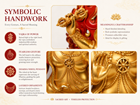 Patung Vajrapani Kuningan Buatan Tangan Berlapis Emas, Seni Patung Buddha yang Mengagumkan dengan Desain Halo Api untuk Dekorasi Rumah & Taman, Hadiah
