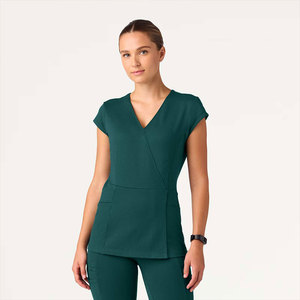 Sanxia OEM finto collo avvolgente vestito da infermiera da donna Skinny Fit medico scrub Leggings da Yoga fornitori scrub uniformi set <span class=keywords><strong>per</strong></span> medico - Product Image 3