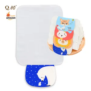 High quality cotton water absorbent cute breathable Prevent Back Wet Pad back 4-Layers baby sweat absorbent towel