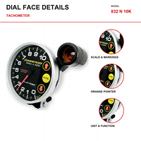 MrGauge 125mm Pengukur Tachometer Balap 832 N 10K Dial Hitam 0-10000RPM StepperMotor RPMMeter untuk Aksesori Modifikasi Mobil