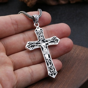 Cổ Thái Lan Bạc 925 Sterling Silver Rhodium Mạ Chúa Giêsu Chữ Thập Mặt Dây Chuyền Tốt Friday Christian Mô Hình Thanh Lịch Rỗng Quyến Rũ Người Đàn Ông - Product Image 5