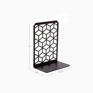 Geomod <strong>3D</strong> Cube Black Metal Boho Minimal <strong>Bookends</strong> 3 Pair Multi-piece Durable Sturdy Office Book Holders 7x4.75 Inches - Product Image 5