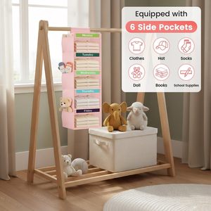 Weekly Clothes Organizer For Kids 5 <b>Shelf</b> Hanging Closet Storage With Labels And Side Pockets Bedroom Use Oxford Cloth Fabric - Product Image 6