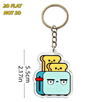 Porte-clés Grumpy Toaster avec toast joyeux en acrylique, breloque petit-déjeuner Kawaii, pendentif mignon pour sac ou clés