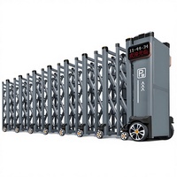 Porte automatique rétractable intelligente en alliage d'aluminium QianOu avec télécommande pour chantier de construction