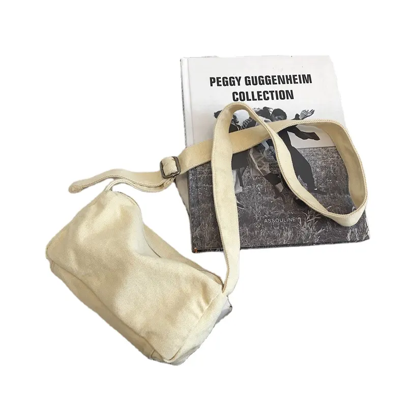 Customizable Printing Cotton Phone Mini Side Sling Messenger Bag Outdoor grocery Storage bag Small Canvas Crossbody bag