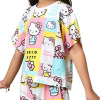 Ensemble deux pièces RioLeaf personnalisé pour filles, imprimé dessin animé automne, décontracté, en coton élasthanne écologique, short et haut à manches courtes, tous logos