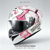 Casque de moto intégral rose avec nœud papillon - Casque de sécurité certifié 3C pour vélo électrique, design unisexe toutes saisons