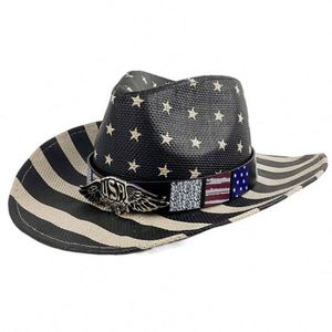 Wholesale Vintage American Flag <b>Hat</b> Straw Cowboy <b>Hat</b> <b>for</b> Festive - Product Image 6