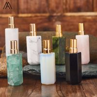 Flacon de parfum cosmétique en cristal naturel hexagonal en or 18 carats pour femmes, cadeau de mariage avec style bohème