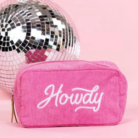 Pochette de maquillage entièrement doublée, portable, durable, en velours côtelé brodé