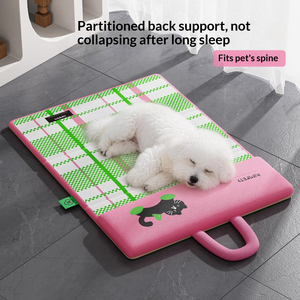 New Dog & Cat Bed Summer <b>Cooling</b> Double-Sided Foldable Pet <b>Pad</b> with Breathable Checkered Pattern Indoor Use - Product Image 3