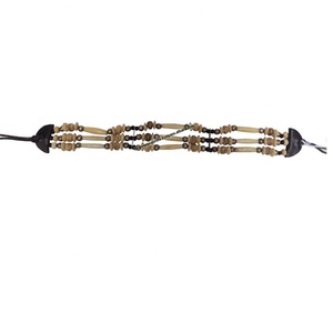 Pulsera de cuentas de hueso tradicional hecha a mano de tres filas para mujeres, chicas adolescentes en 12 "x 1" pulgadas - Product Image 1