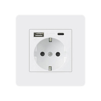Prise murale standard européenne allemande 16A 220V, en PC blanc, étanche, durable, charge rapide, pour usage domestique, 86*86