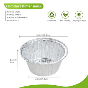 Molde para Hornear de Aluminio de 110 ml, Apto para Horno, para <span class=keywords><strong>Huevos</strong></span>, Muffins, Pasteles, Tazón Redondo Pequeño de Papel de Aluminio para Sopa - Product Image 2