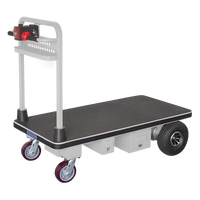 Chariot à plateau électrique pliable à quatre roues robuste pour la maison et l'agriculture, avec fonction de montée en pente pour le chargement des vergers et des entrepôts