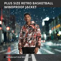 Veste universitaire rétro décontractée unie et respirante pour homme, style streetwear, avec fermeture éclair, en tissu tissé, grande taille, pour les fans de basketball