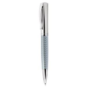 Bolígrafos Naranja con Cuerpo Cromado Azul Claro, Ancho de Escritura de 1.0 mm, Logotipo Personalizable, Banner de Acero Inoxidable, Goma ABS Resistente - Product Image 1
